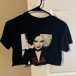 Cruella Black Graphic Crop Top